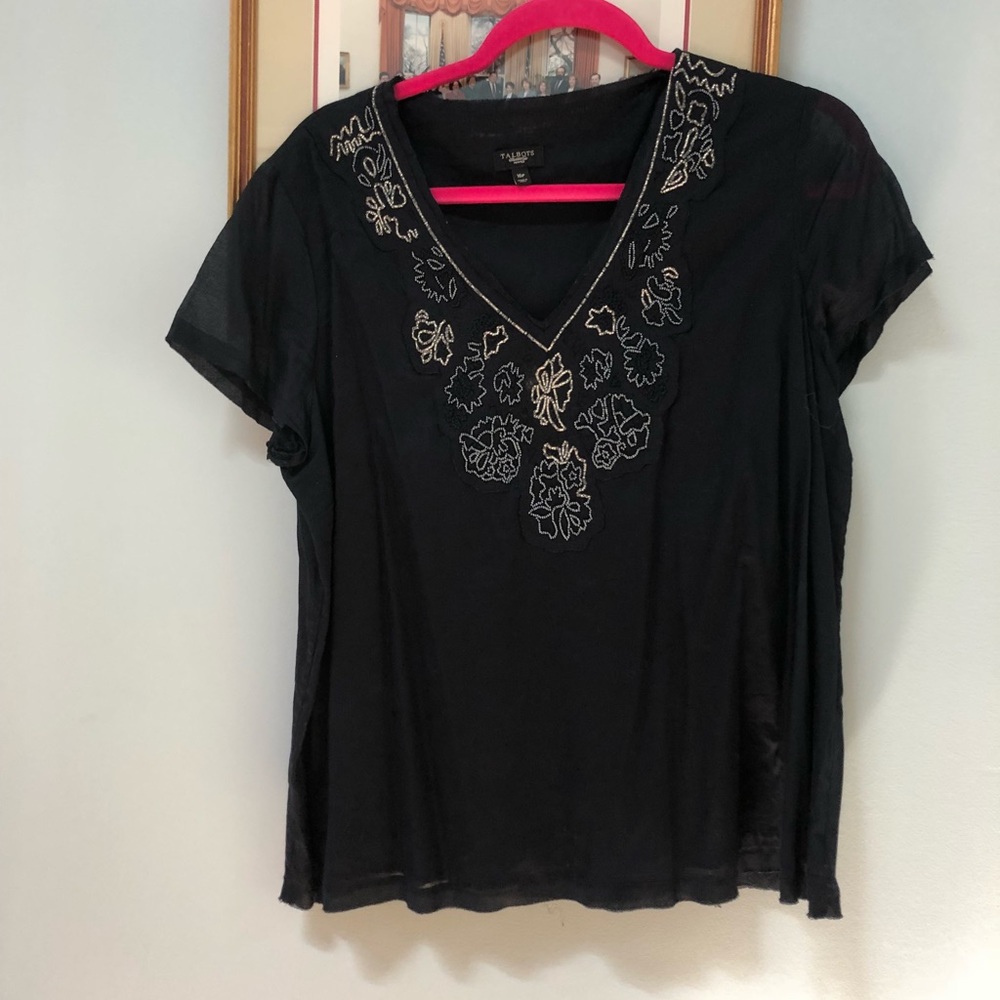 Embroidered black top